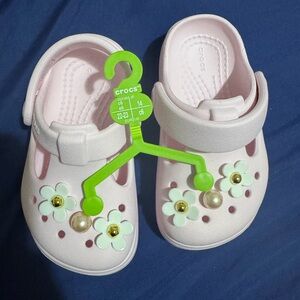 CROCS Pink and Green Slippers with Ventilation Holes